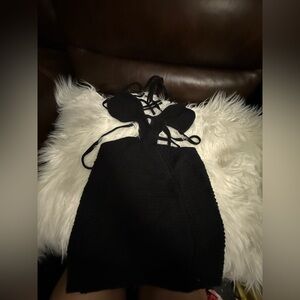 Black Knit Halter Dress